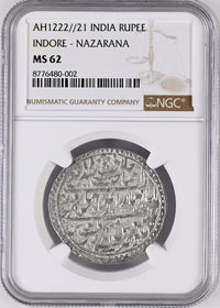 Indore, Nazarana Rupee, (1798-1811 AD) Jaswant Rao INO Muhammad Akbar II -  NGC MS 62