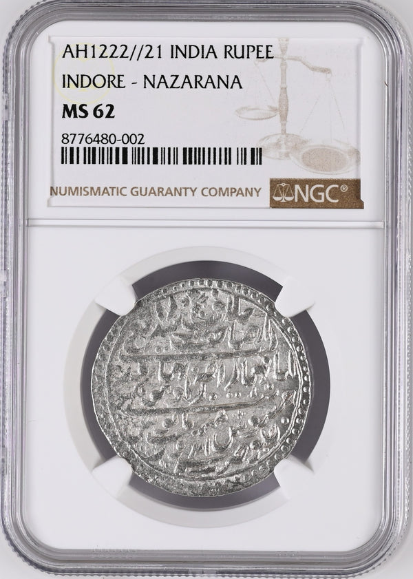 Indore, Nazarana Rupee, (1798-1811 AD) Jaswant Rao INO Muhammad Akbar II -  NGC MS 62 - image 1