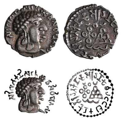 Satavahana Dynasty, Vasisthiputra Sri Satakarni, Silver Dramma, Portrait Type (125-152 AD)