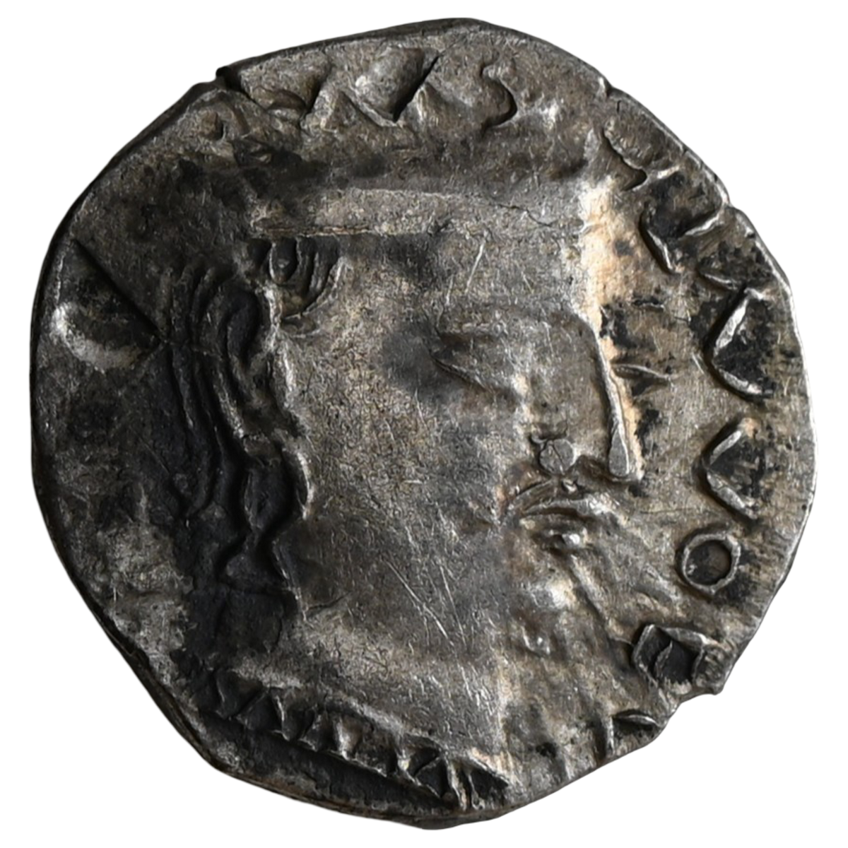 Western Kshatrapas, Karddamaka Dynasty, AR Drachm Chastana As 'Raja Mahaksatrapa' Bilingual Satavahana Type Hill, Mint C (c. 78-130 AD)