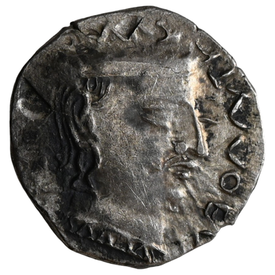 Western Kshatrapas, Karddamaka Dynasty, AR Drachm Chastana As 'Raja Mahaksatrapa' Bilingual Satavahana Type Hill, Mint C (c. 78-130 AD)