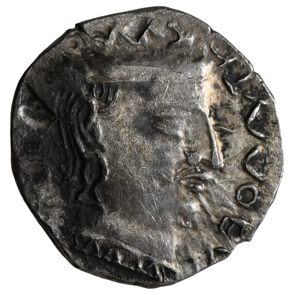 Western Kshatrapas, Karddamaka Dynasty, AR Drachm Chastana As 'Raja Mahaksatrapa' Bilingual Satavahana Type Hill, Mint C (c. 78-130 AD) - image 1