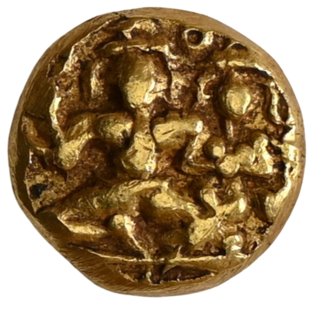 Vijayanagar, Hari Hara II, (1377-1404 AD), Gold half pagoda - Brahmah and Sarasvati Type
