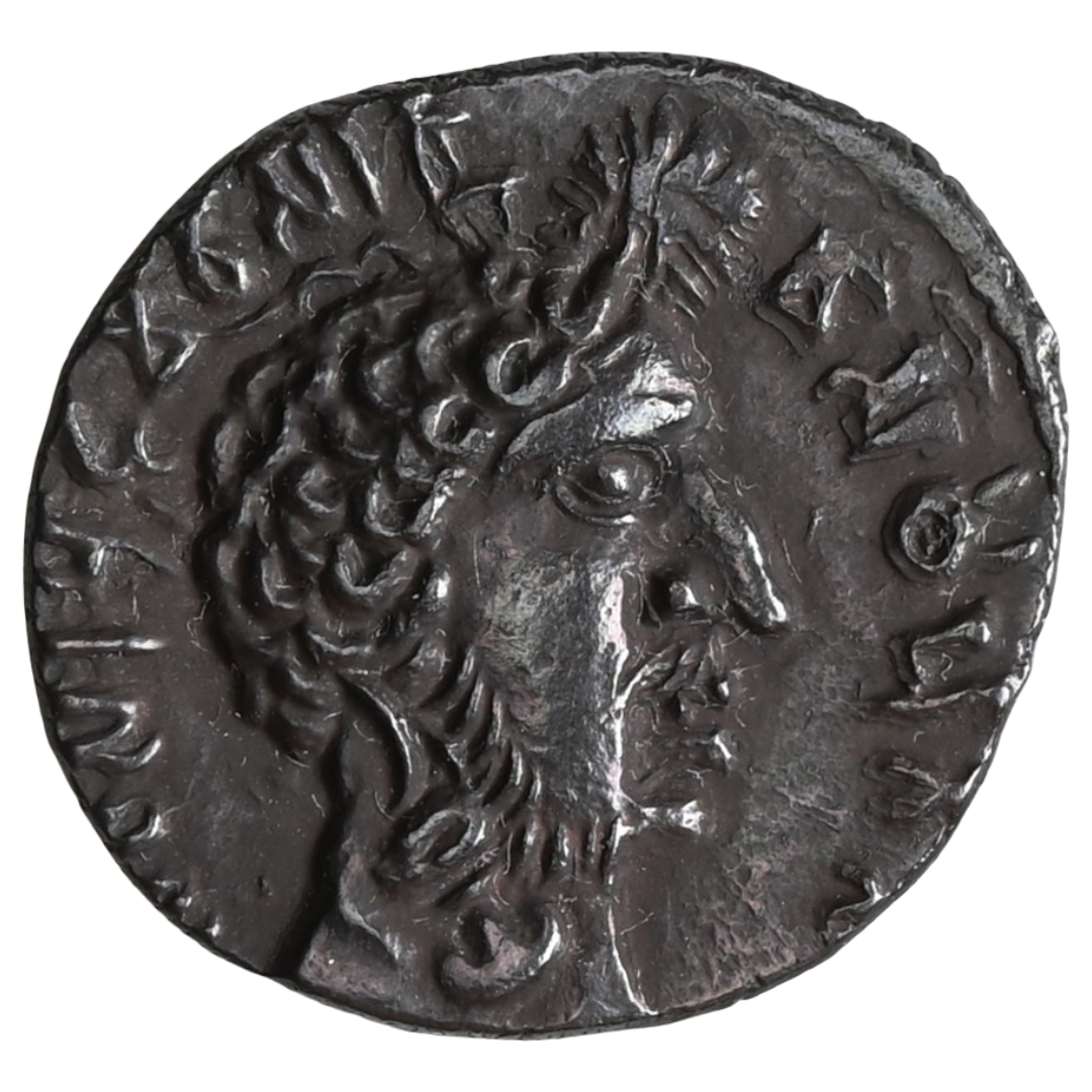 Satavahana Dynasty, Vasisthiputra Siva Sri Pulumavi, Silver Dramma, Bearded Portrait Type (152-160 AD)