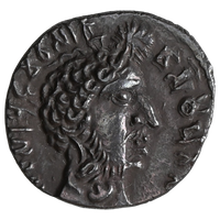 Satavahana Dynasty, Vasisthiputra Siva Sri Pulumavi, Silver Dramma, Bearded Portrait Type (152-160 AD)