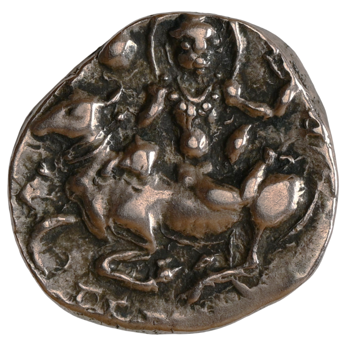 Sasanka Dynasty, King of Gauda, Base Gold Dinar (600-630 CE) - Abhishekha Type