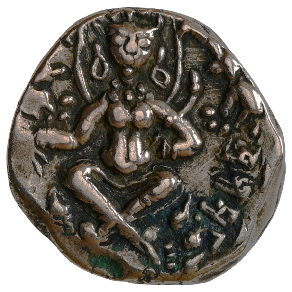 Sasanka Dynasty, King of Gauda, Base Gold Dinar (600-630 CE) - Abhishekha Type