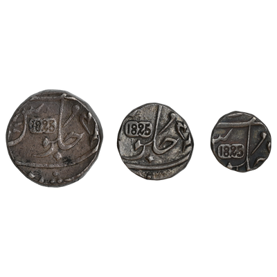 Bombay Presidency, Surat Mint Set Of 3 Denominations - Issued 1825 AD