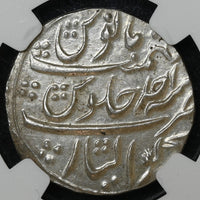 Mughals, Rafi-ud-Darjat (ca. 1719 AD) Gwalior Mint, Silver Rupee “Ba Hazaran Barkat” couplet - NGC MS 63