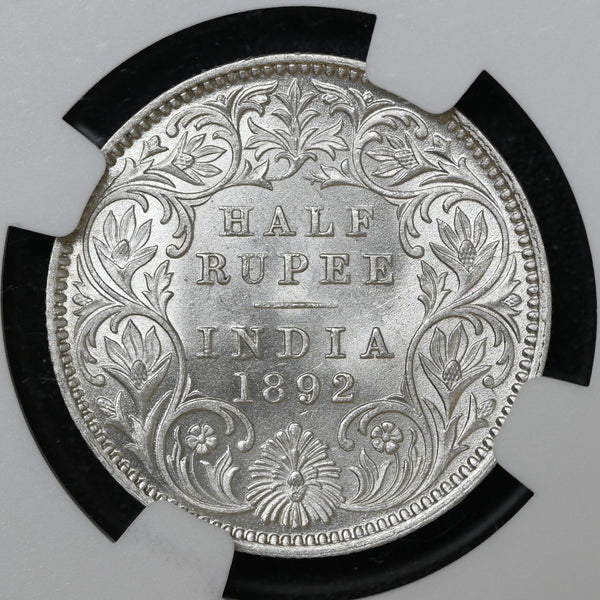 Victoria Empress, 1/2 Rupee 1892 - NGC MS 62 - image 1