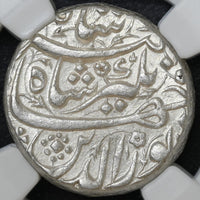 Mughals, Jahangir (1605–1627 AD), Burhanpur Mint, Silver Rupee, Isfandarmuz (Pisces) - NGC MS 61.