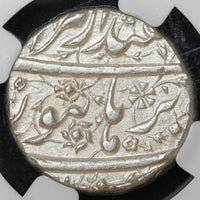 Mughals, Jahangir (1605–1627 AD), Burhanpur Mint, Silver Rupee, Isfandarmuz (Pisces) - NGC MS 61.