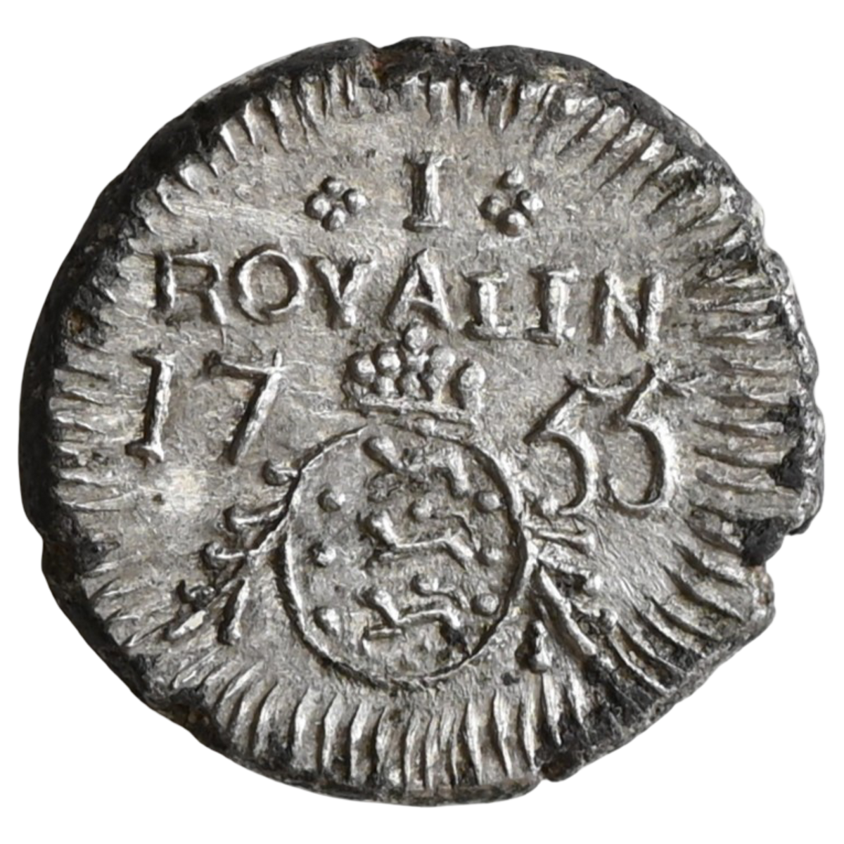 India Danish, Tranquebar, Frederik V (1746-66), Silver Royalin Dated 1755 AD