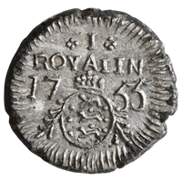 India Danish, Tranquebar, Frederik V (1746-66), Silver Royalin Dated 1755 AD