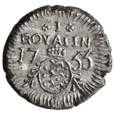 India Danish, Tranquebar, Frederik V (1746-66), Silver Royalin Dated 1755 AD