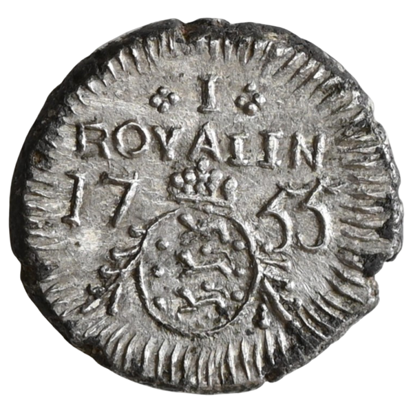 India Danish, Tranquebar, Frederik V (1746-66), Silver Royalin Dated 1755 AD - image 1