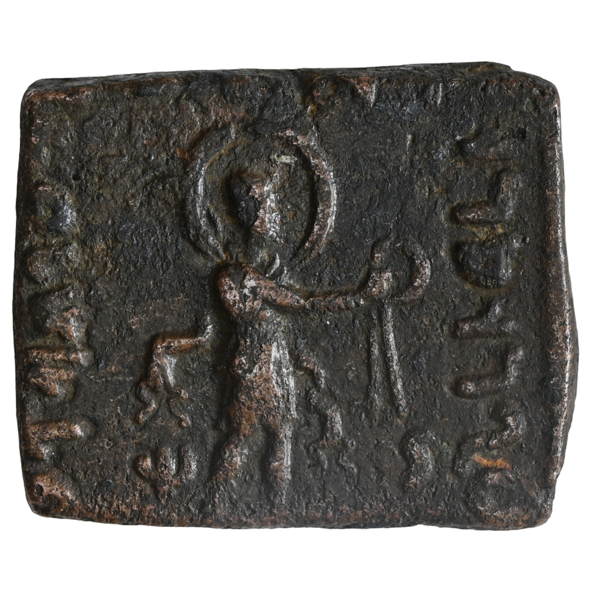 Indo Scythians, Azilises (5-45/35 BC), Copper Unit - King to right holding shield