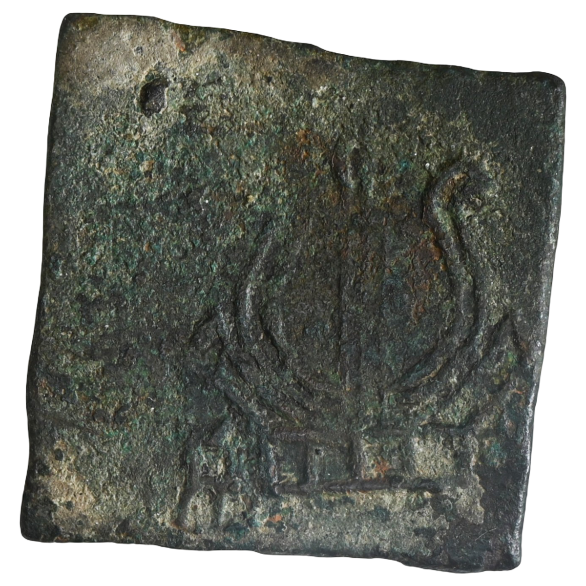 Post-Mauryas, Taxila - Local Coinage (185-168 BC), Square Copper Unit, Yaksha type