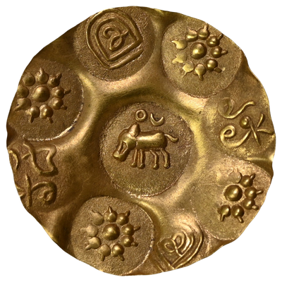 Kakatiyas Of Warangal, Gold Punch Marked Gadyana, Repousse Fabric (1100-1200 AD) - Boar To Left