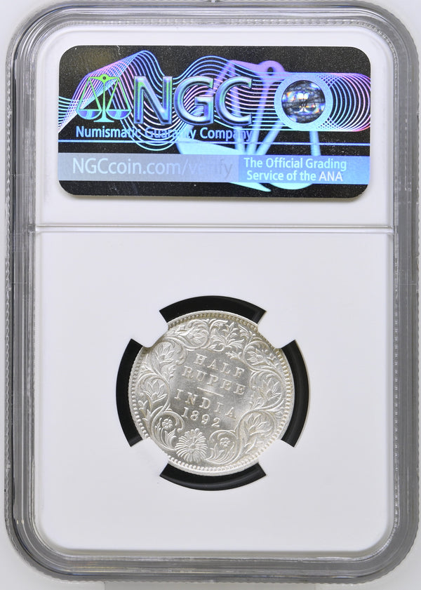 Victoria Empress, 1/2 Rupee 1892 - NGC MS 62 - image 4