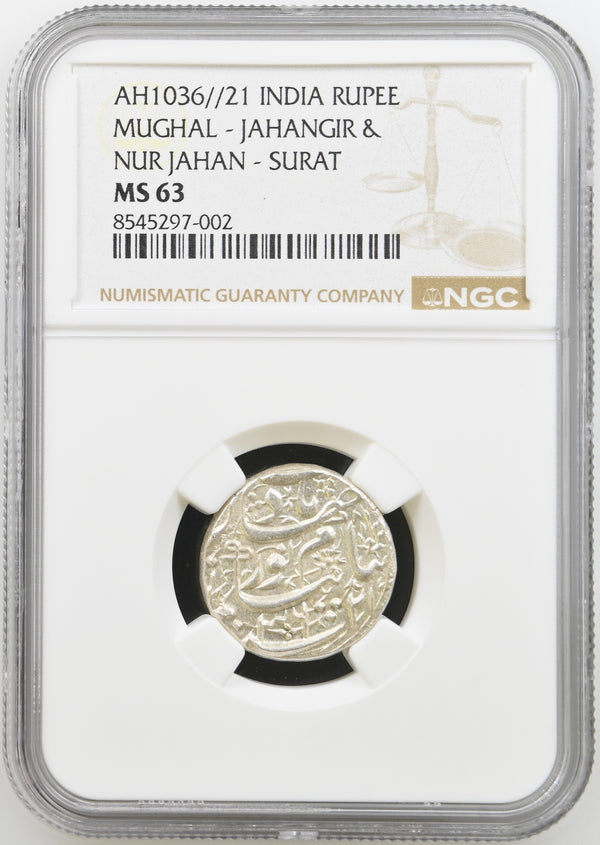 Mughal Empire, Nur Jahan Rupee (ca. 1623–1627 AD) Surat Mint - NGC MS 63 - image 3