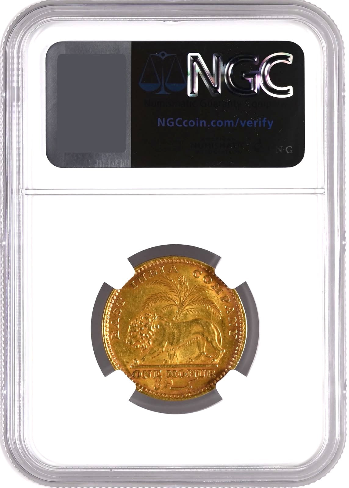 East India Company, William IV, 1835 AD Mohur R.S. on Neck - NGC AU 58
